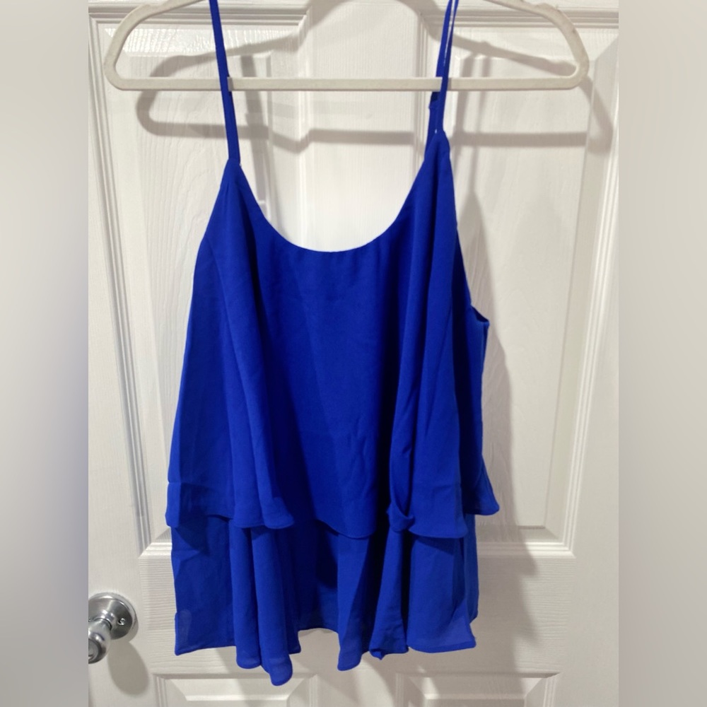 She & Sky, women’s size 2X, NWT, royal blue, layered tank blouse.